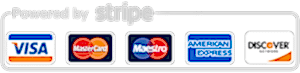 Payments powered by Stripe (Pay with Visa, Mastercard, Maestro, American Express, Union Pay, PayPal)