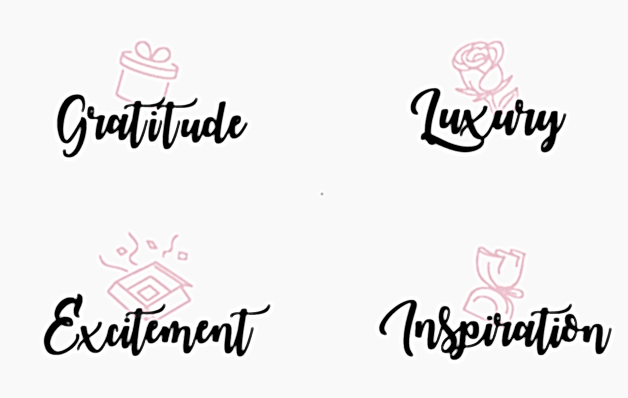 Gratitude, luxury, excitement, inspiration