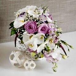ORCHID, ROSE & VERONICA WEDDING CENTREPIECE