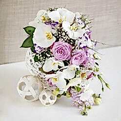 ROSE, ORCHID & LISIANTHUS WEDDING CENTREPIECE