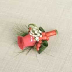 RED ROSE & HYPERICUM GROOM BUTTONHOLE